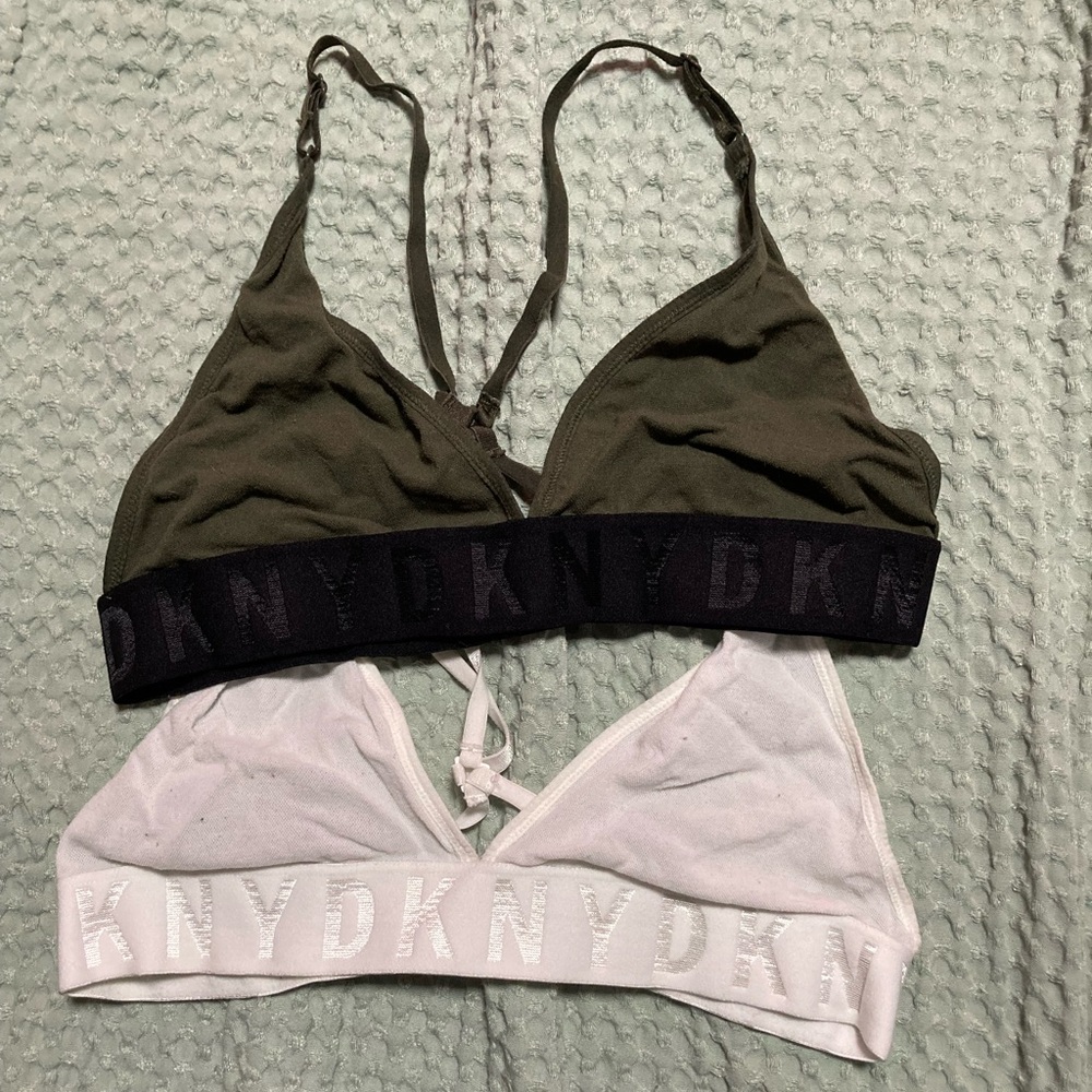 DKNY Olive and White Bralette Duo